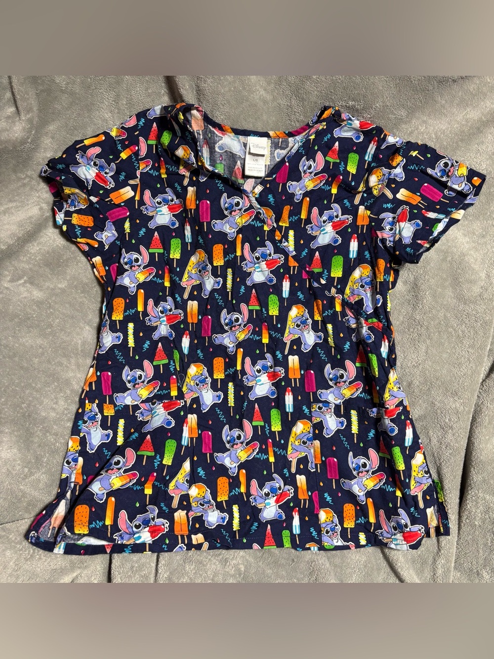Blue Disney Stitch Scrub Top